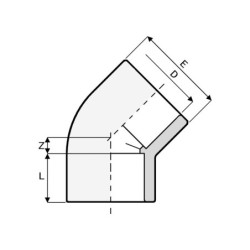Coude 45° - Femelle à Coller - Ø50 - PN16 Piscine