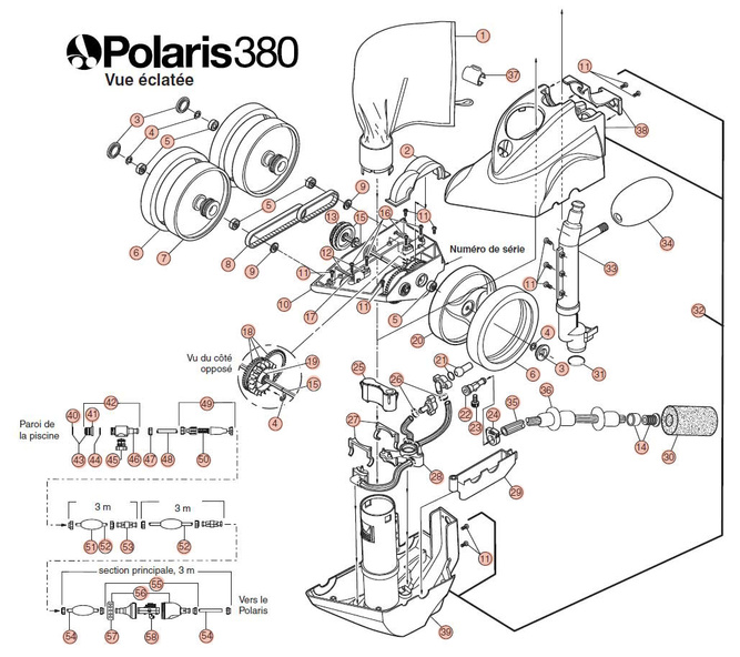 Vente de pièces détachées robot nettoyeur piscine Polaris 360