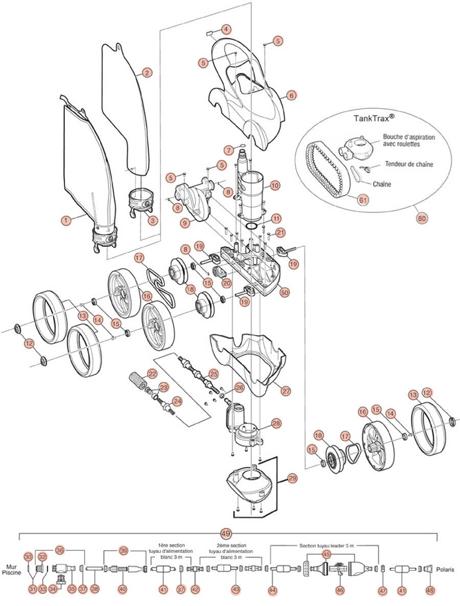 Vente de pièces détachées robot nettoyeur piscine Polaris 360